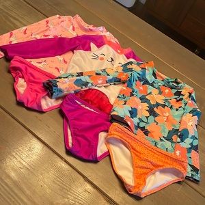 Girls Swim Bundle - 3 rash guards with matching bottoms